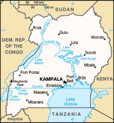 Landkaart van Oeganda